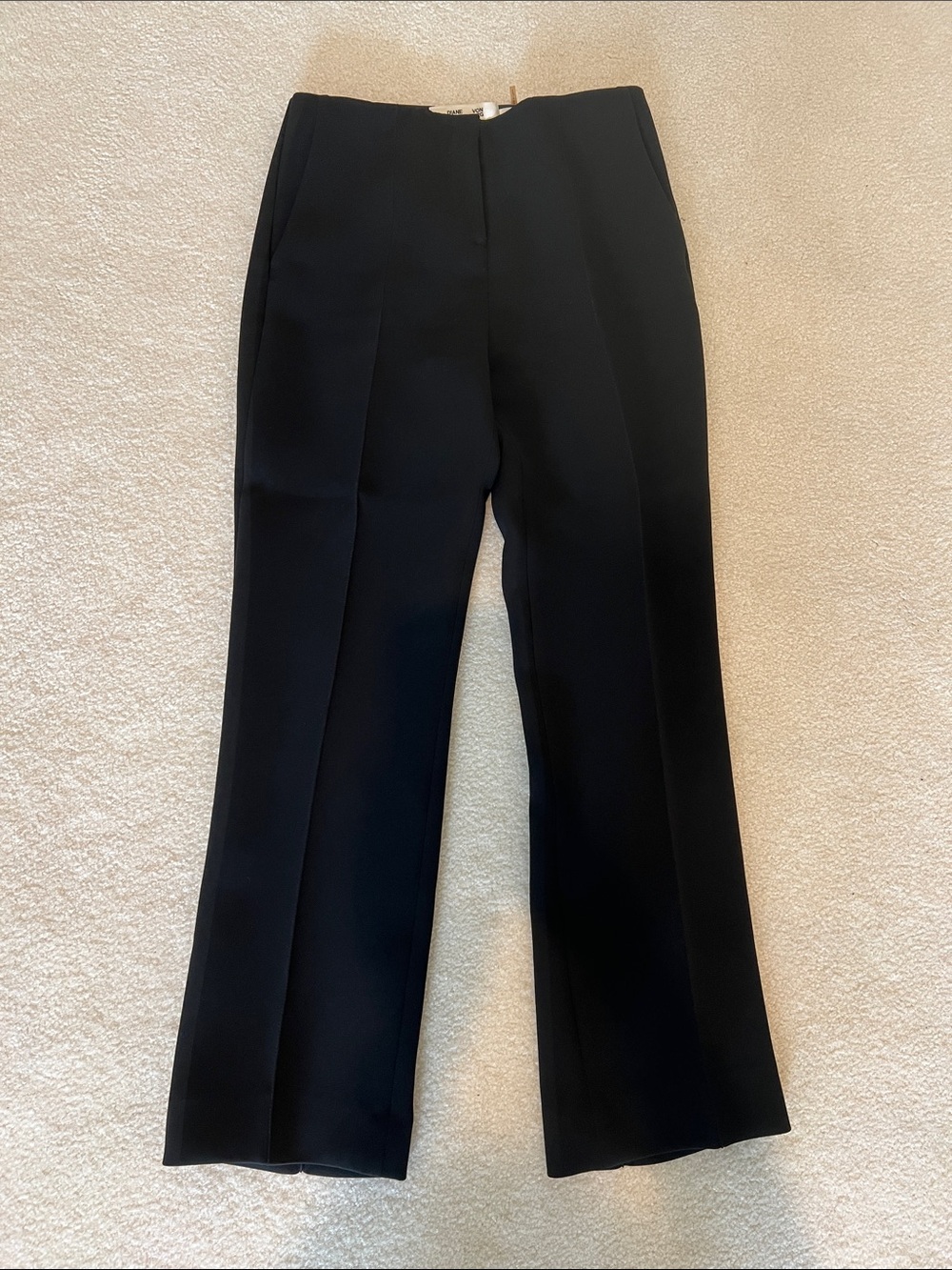 Diane Von Furstenberg Black Tailored Straight-Leg Trousers